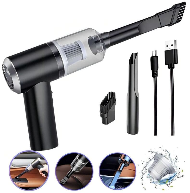Mini Aspiradora Potente Portátil 15kPa Inalámbrica y Recargable para Carro y Hogar