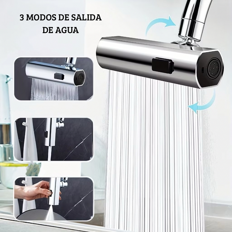 Extensor de Grifo de Rotación de 360° Con Ahorro de Agua